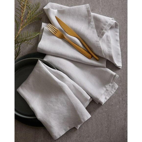 Set Of 4 Quince European Flax Linen Napkins Light Grey Soft Durable - Picture 8 of 8